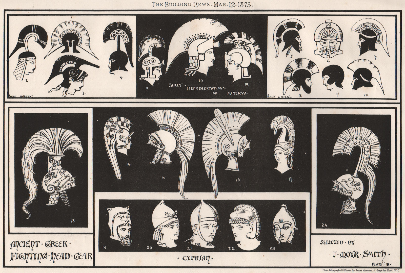 Ancient Greek fighting head gear; selected by J. Moyr Smith Plate III 1875